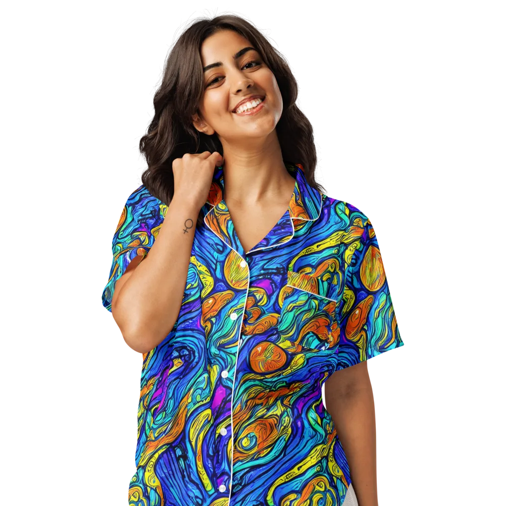 Sonic Sea on Women's Short Sleeve Pajama Top — Front