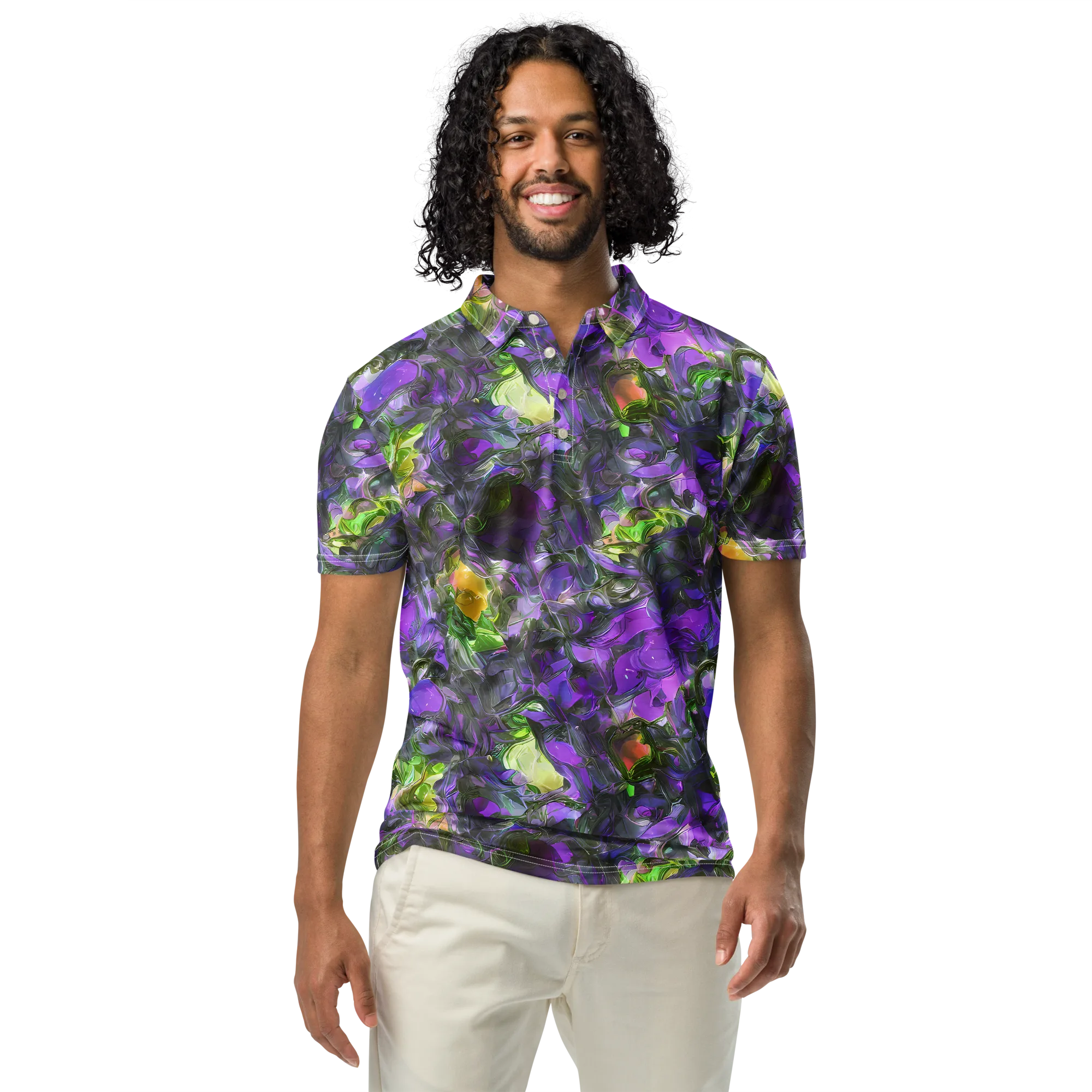 Plum Garden on Men's Slim Fit Polo Shirt — Front