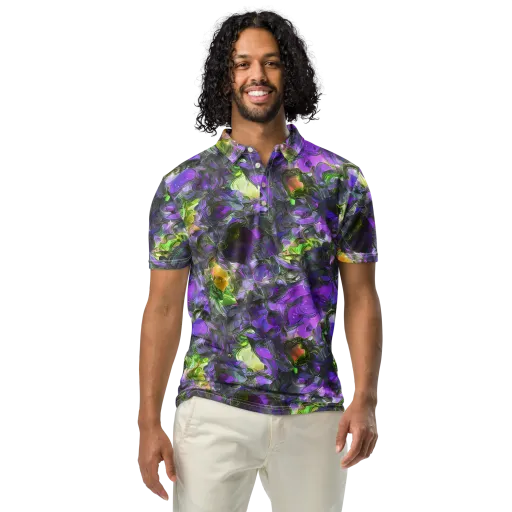 Plum Garden on a Men's Slim Fit Polo Shirt