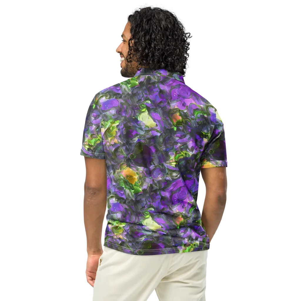 Plum Garden on Men's Slim Fit Polo Shirt — Back