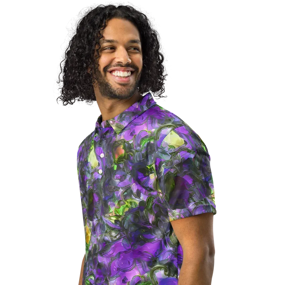 Plum Garden on Men's Slim Fit Polo Shirt — Left Front
