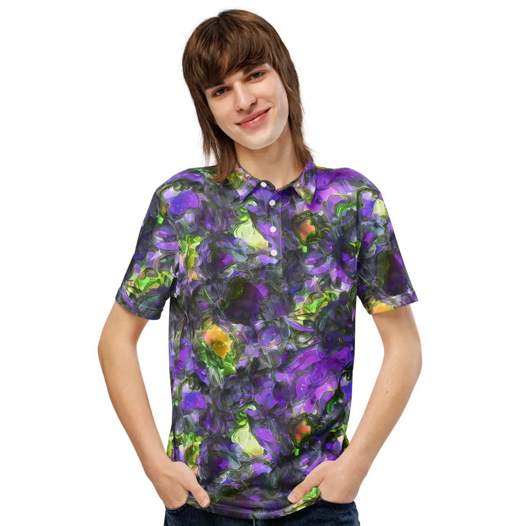 Plum Garden on Men's Slim Fit Polo Shirt — Front