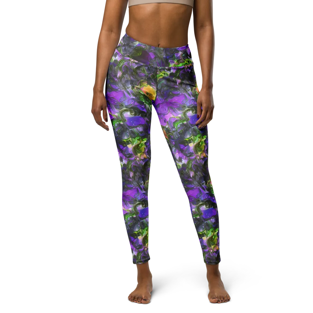 Plum Garden on Yoga Leggings — Front