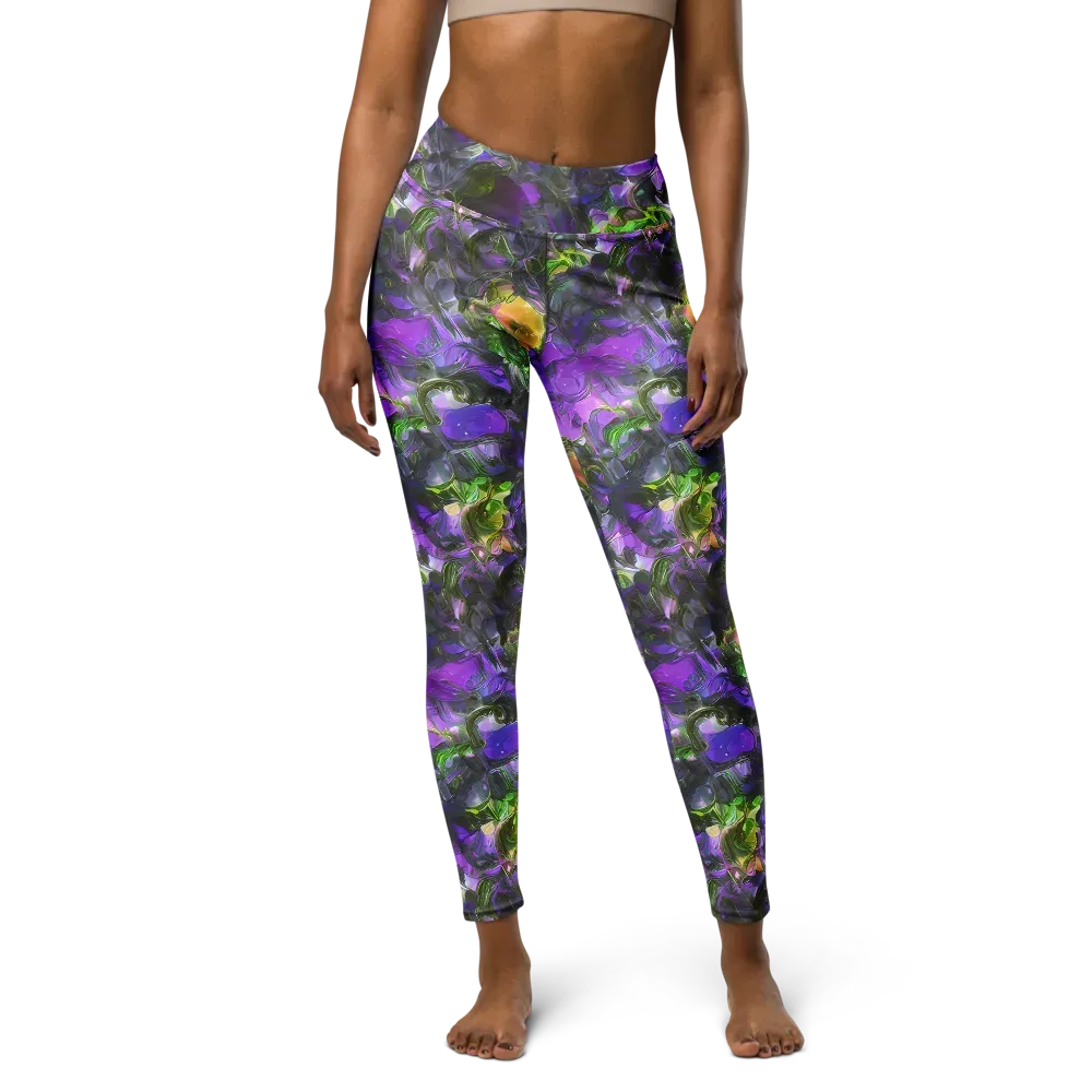 Plum Garden on Yoga Leggings — Front