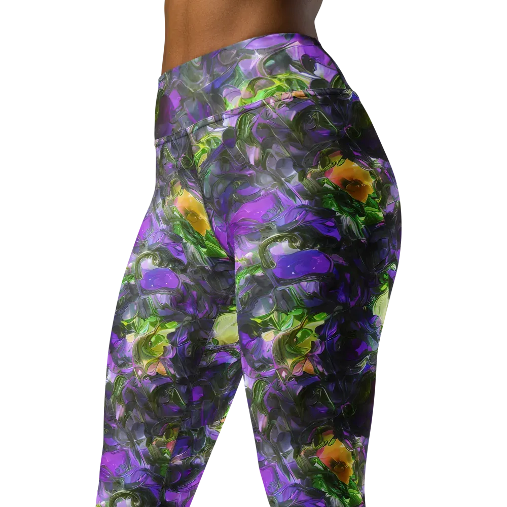 Plum Garden on Yoga Leggings — Left Front