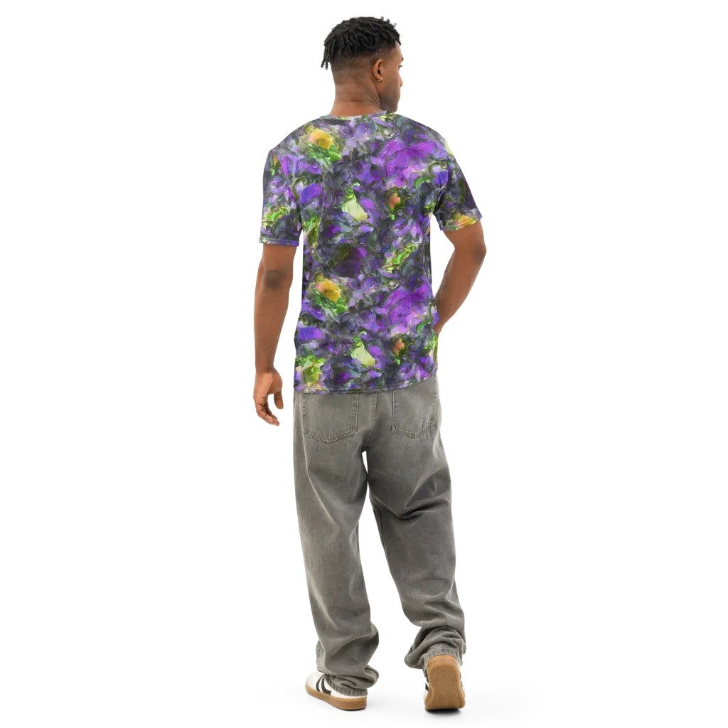 Plum Garden on Men's Cotton Crew Neck T-Shirt — Back