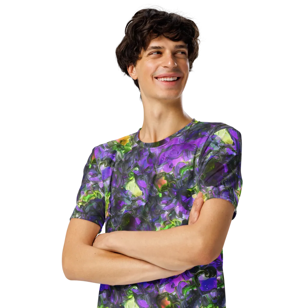 Plum Garden on Men's Crew Neck T-Shirt — Left Front