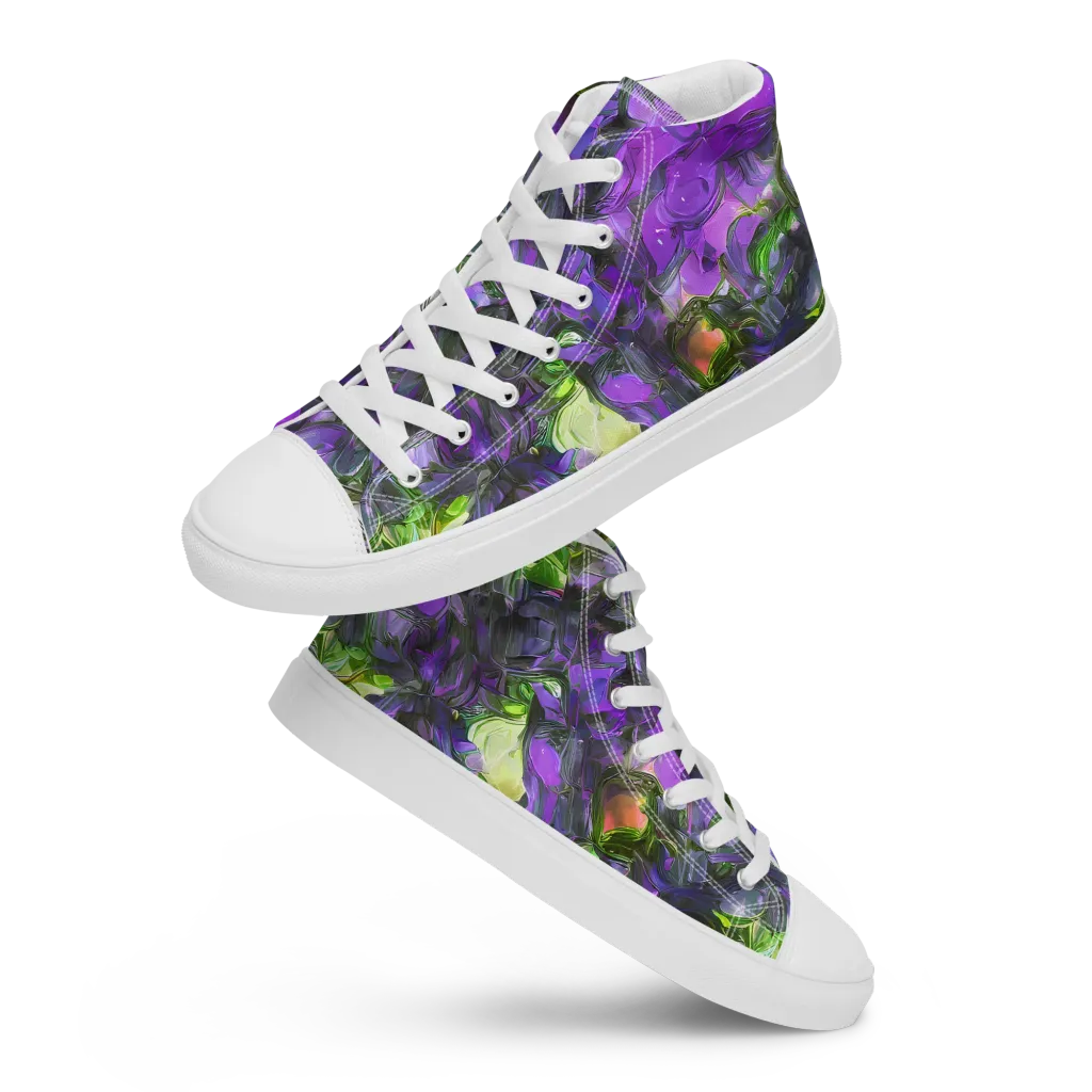 Plum Garden on Men's High Top Canvas Shoes — Front