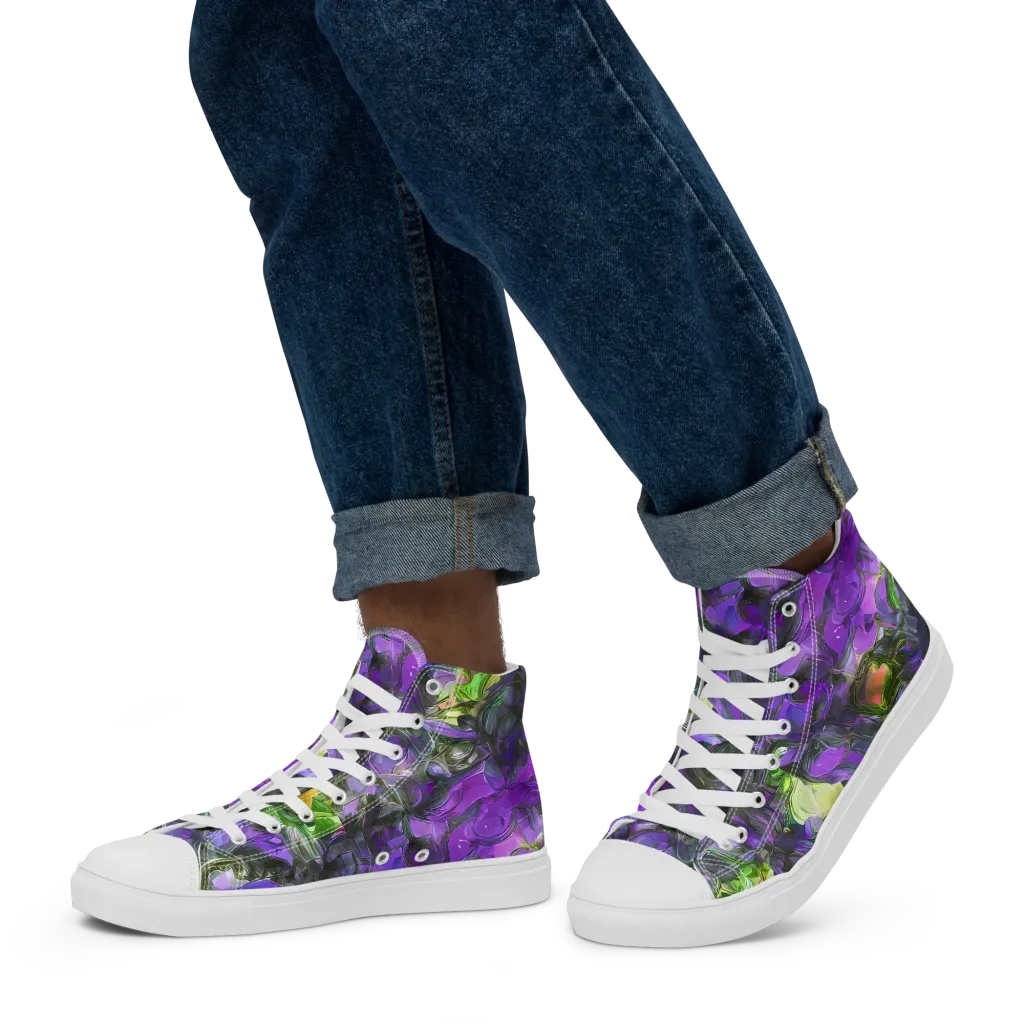 Plum Garden on Men's High Top Canvas Shoes — Left