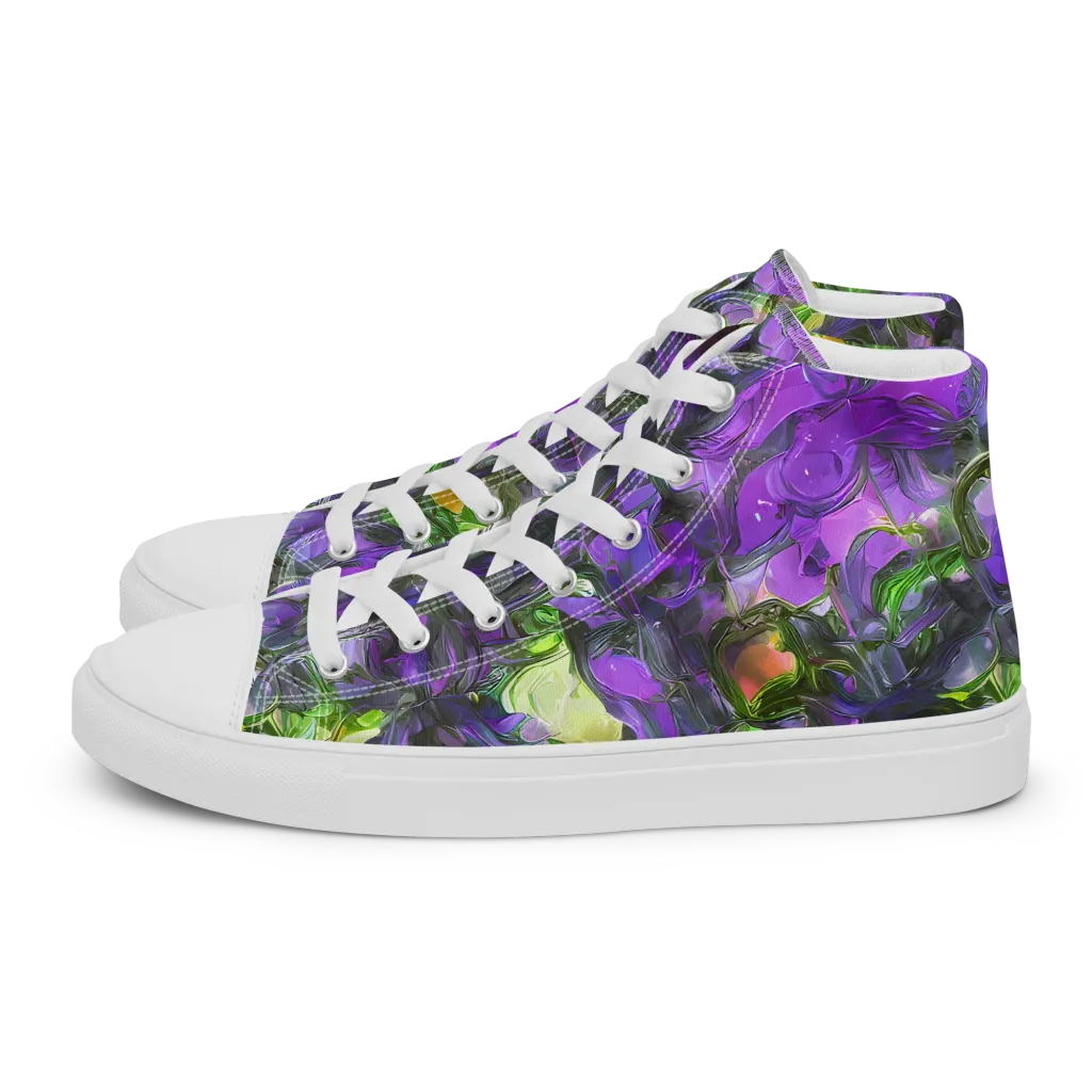 Plum Garden on Women's High Top Canvas Shoes — Left