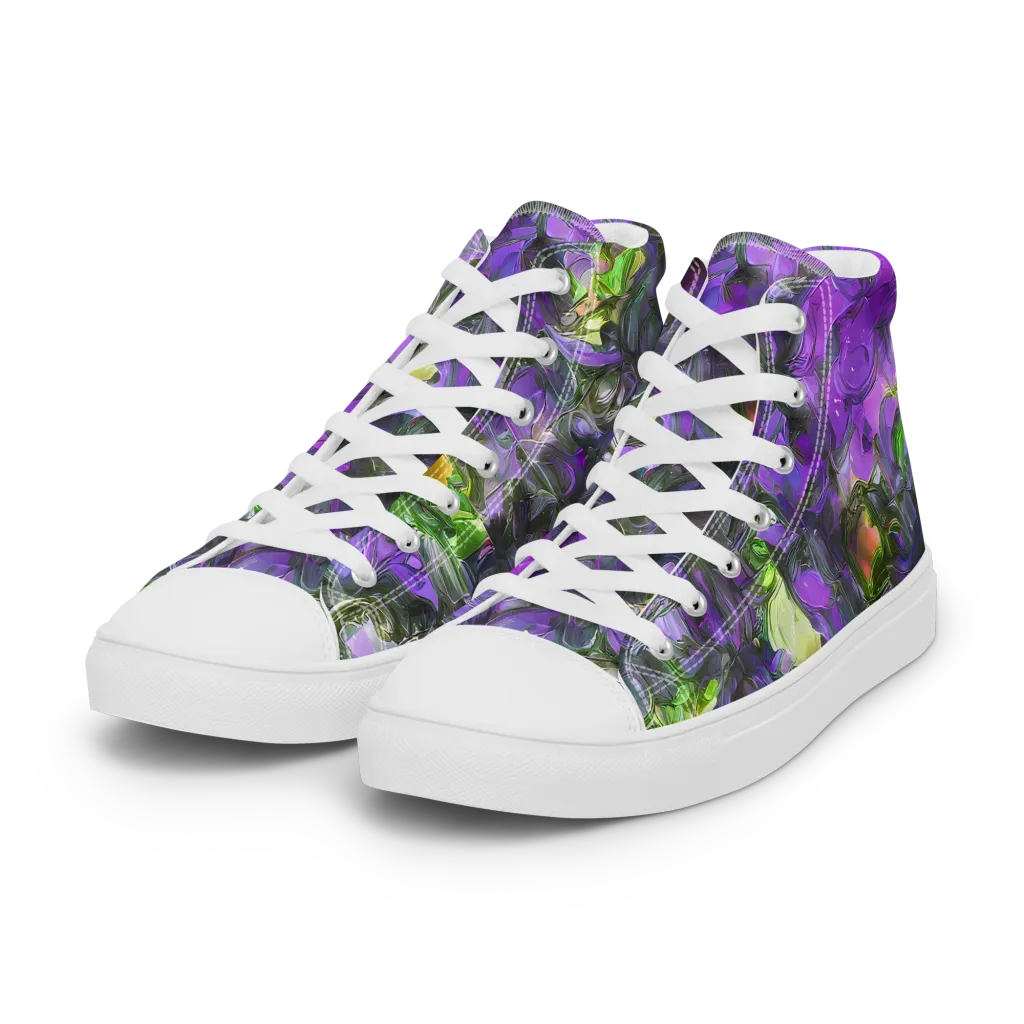 Plum Garden on Women's High Top Canvas Shoes — Left Front
