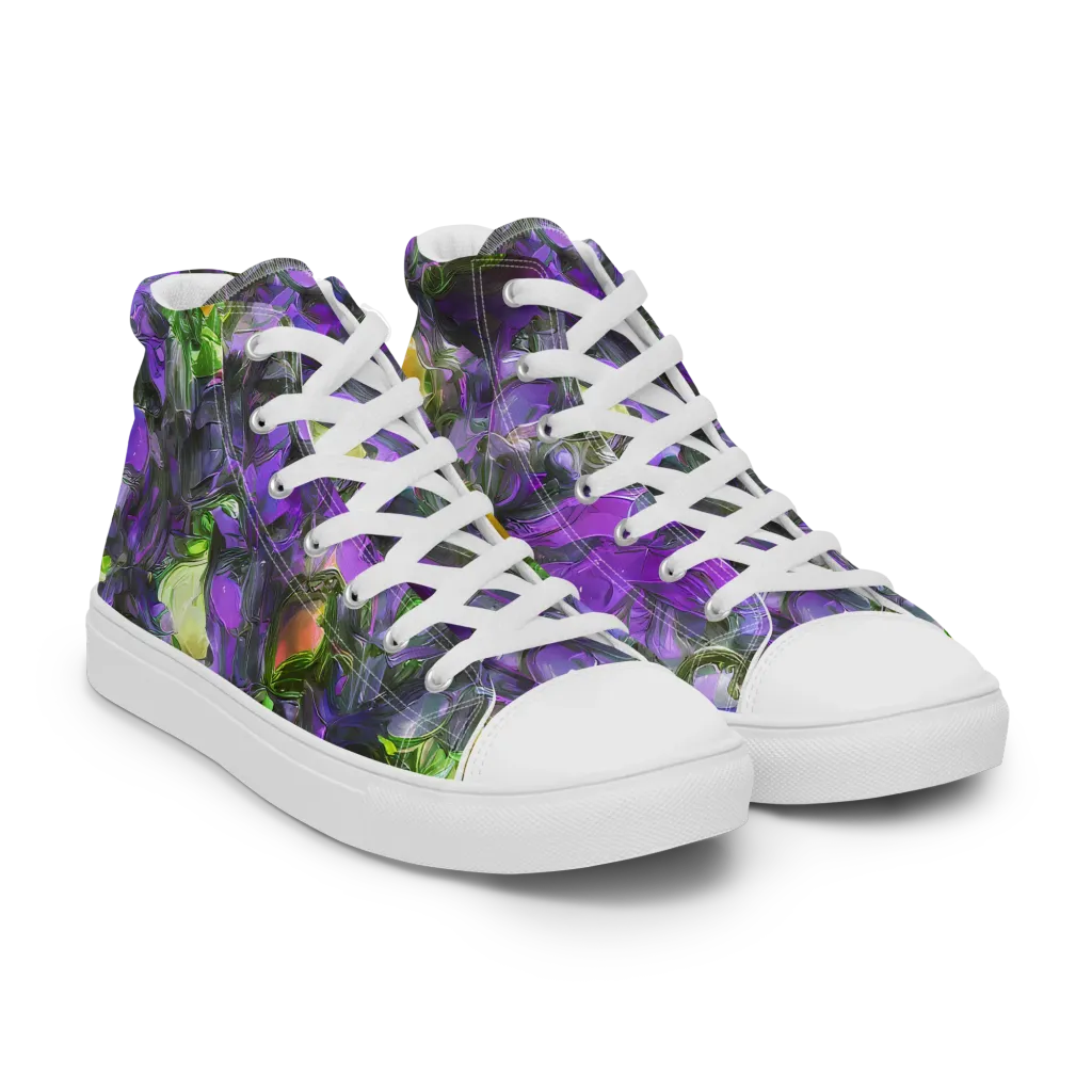 Plum Garden on Women's High Top Canvas Shoes — Right Front