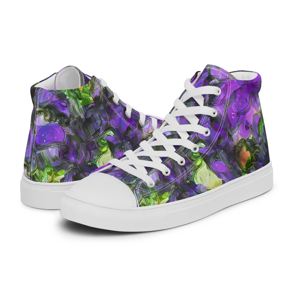 Plum Garden on Women's High Top Canvas Shoes — Left