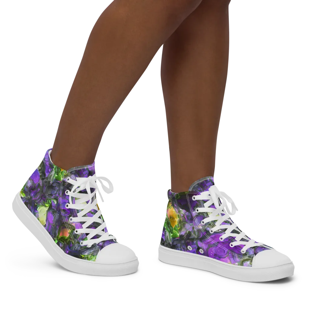 Plum Garden on Women's High Top Canvas Shoes — Right