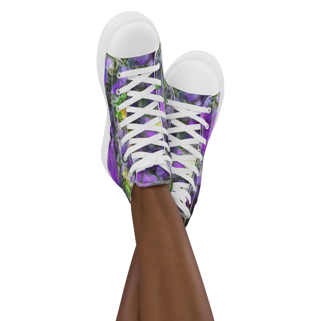 Plum Garden on Women's High Top Canvas Shoes — Front