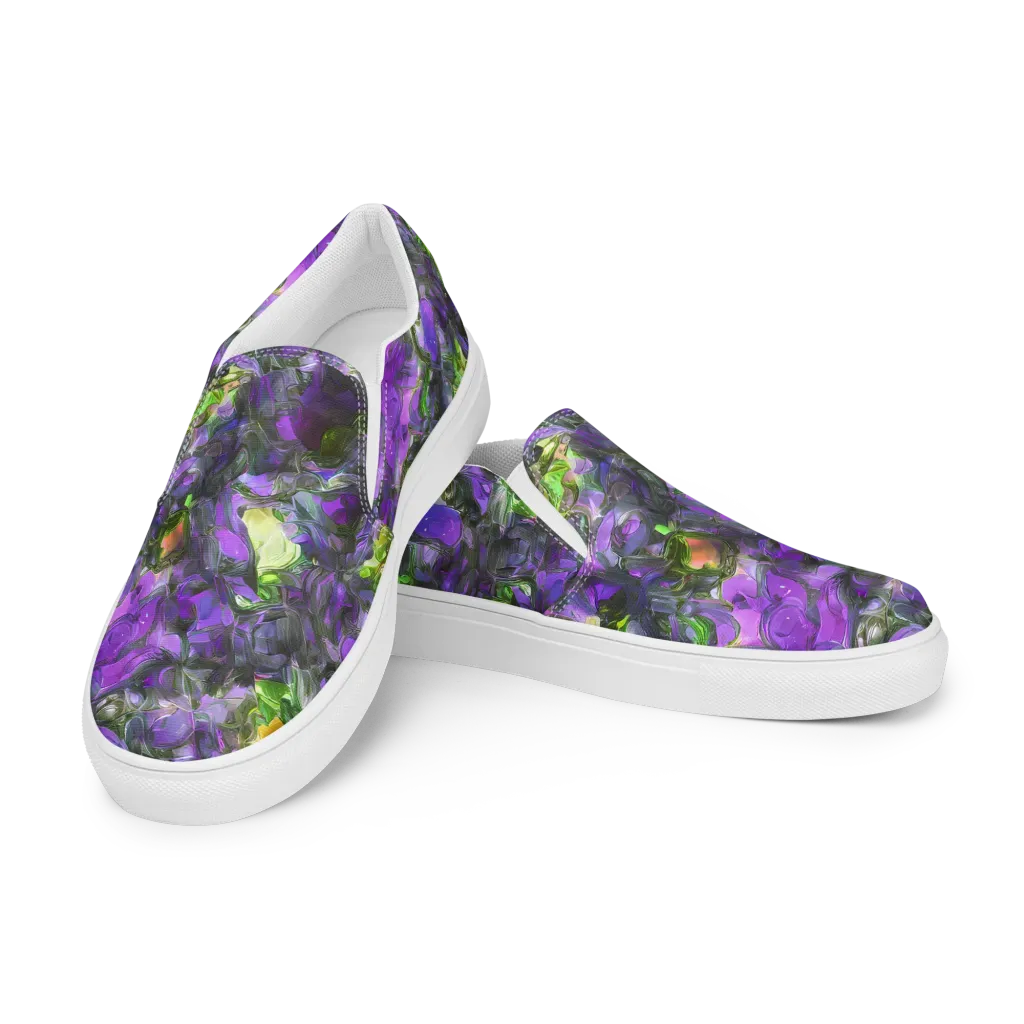 Plum Garden on Men's Slip-On Canvas Shoes — Left Front