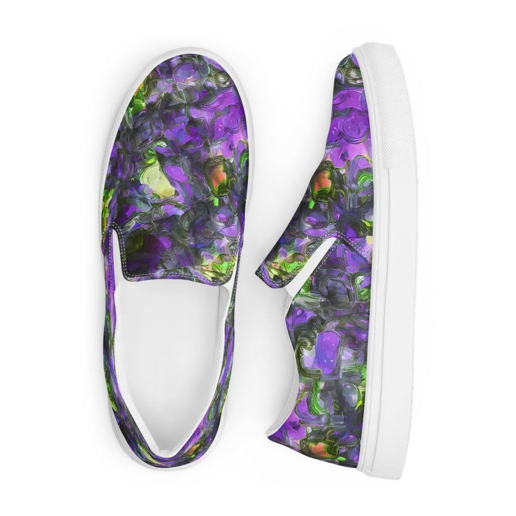 Plum Garden on Men's Slip-On Canvas Shoes — Front