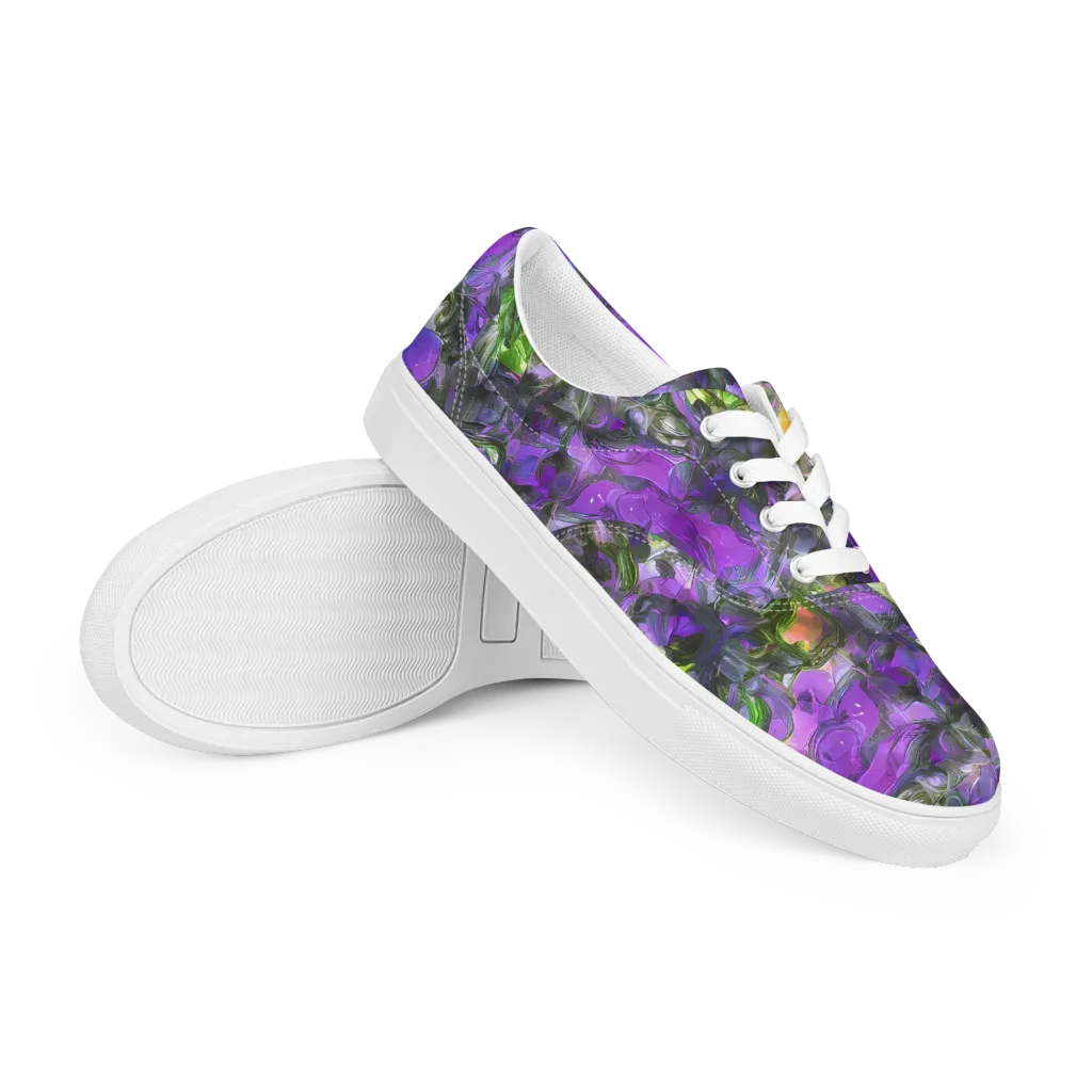 Plum Garden on Men's Lace-Up Canvas Shoes — Right Front