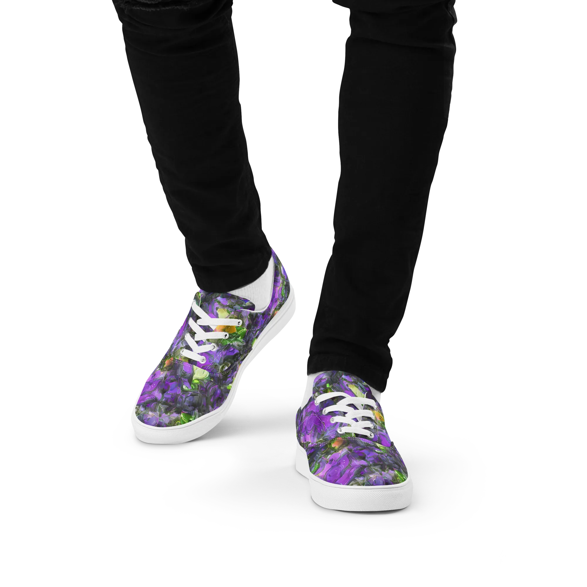 Plum Garden on Men's Lace-Up Canvas Shoes — Front