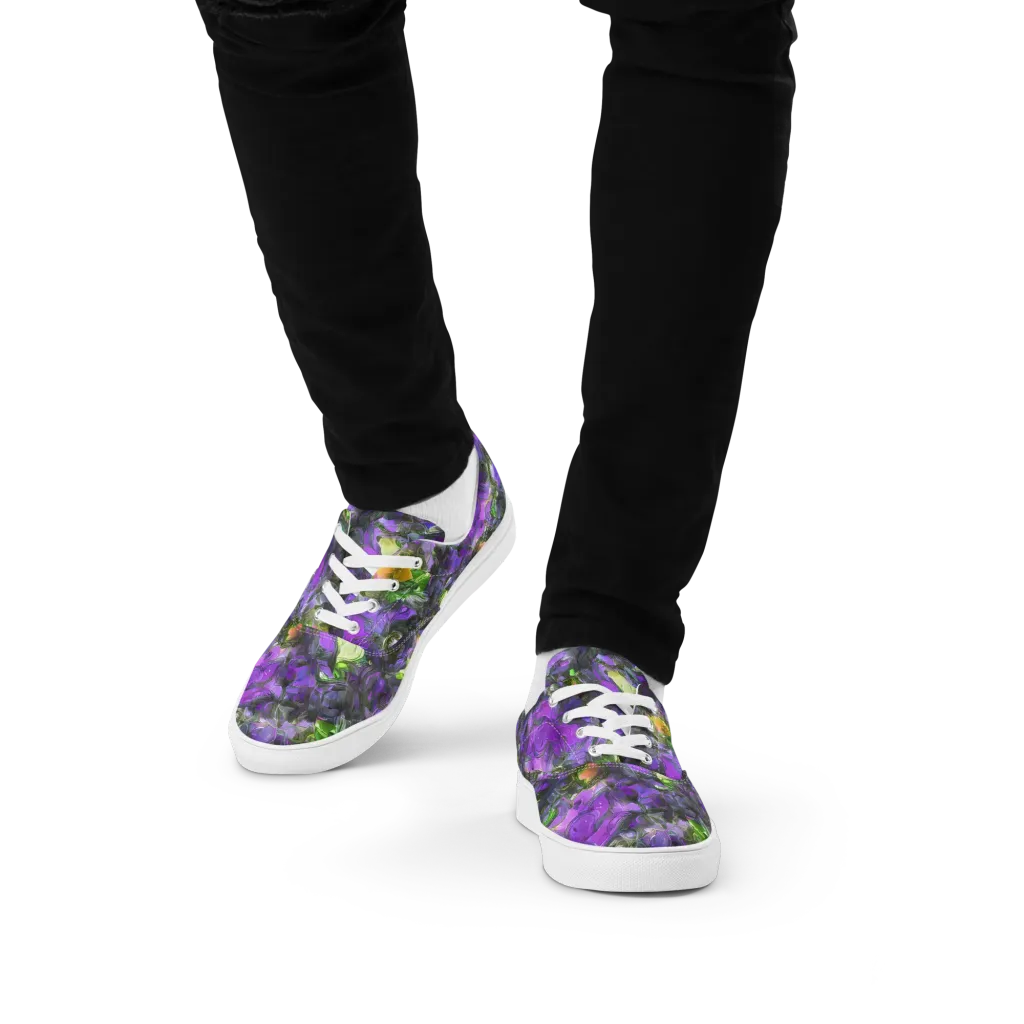 Plum Garden on Men's Lace-Up Canvas Shoes — Front