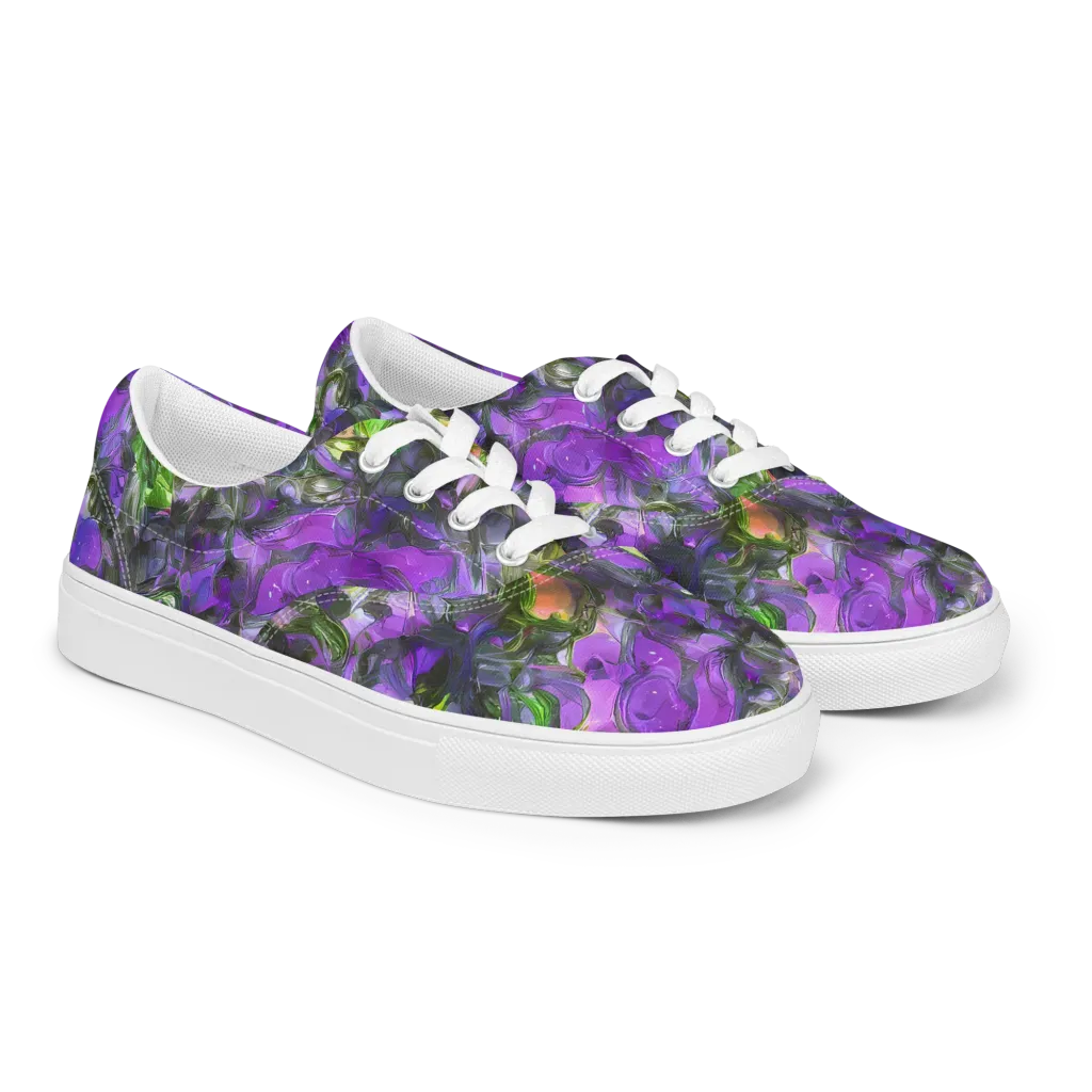 Plum Garden on Men's Lace-Up Canvas Shoes — Right Front