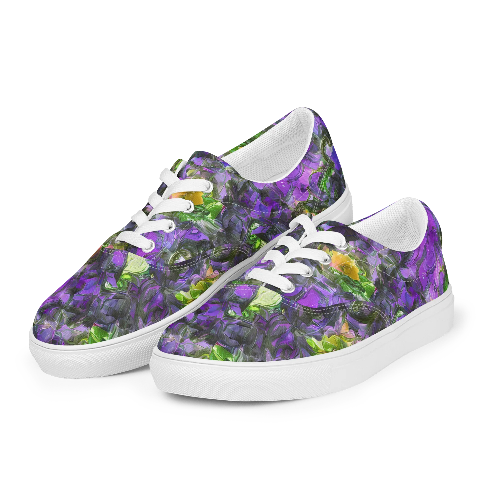 Plum Garden on Men's Lace-Up Canvas Shoes — Left Front