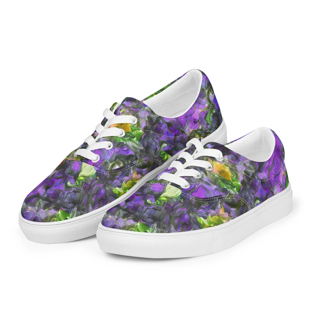 Plum Garden on Men's Lace-Up Canvas Shoes — Left Front