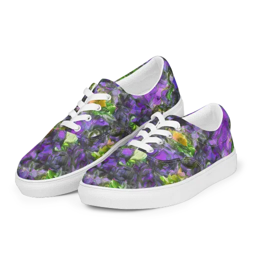 Plum Garden on a Men's Lace-Up Canvas Shoes