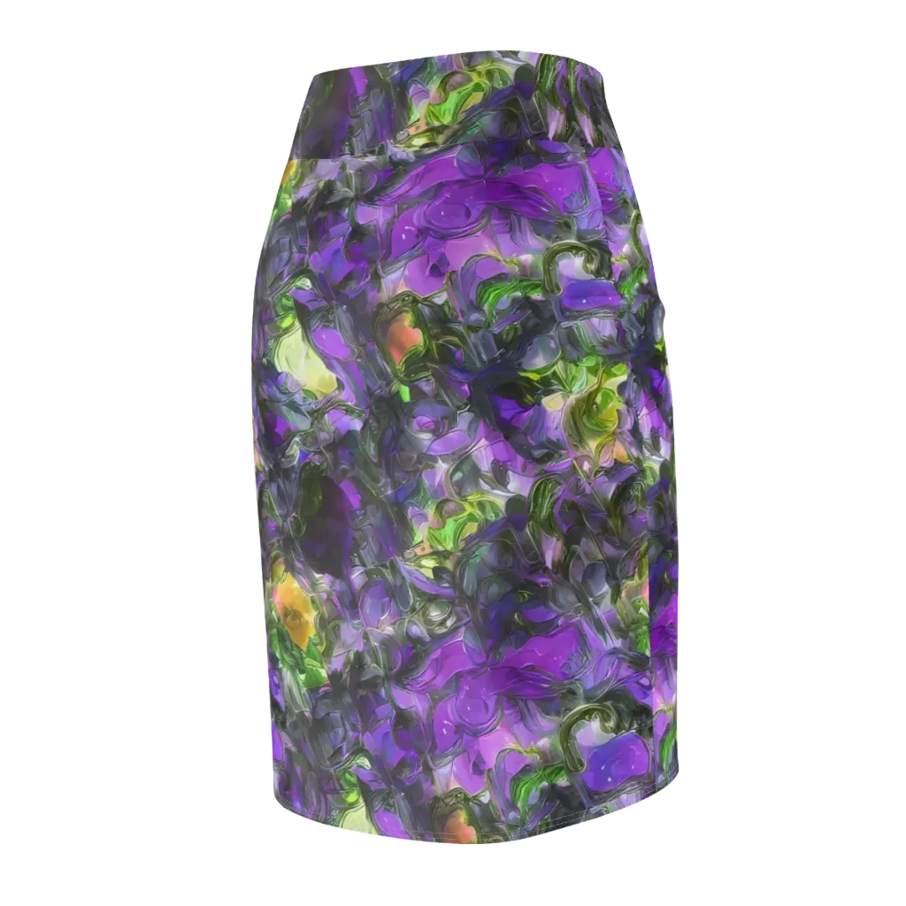 Plum Garden on Pencil Skirt — Back Side