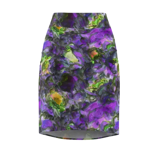 Plum Garden on a Pencil Skirt