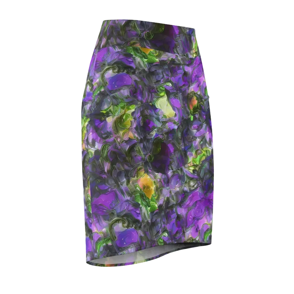 Plum Garden on Pencil Skirt — Front Side