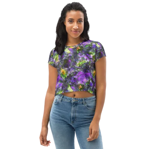 Plum Garden on a Crop Tee