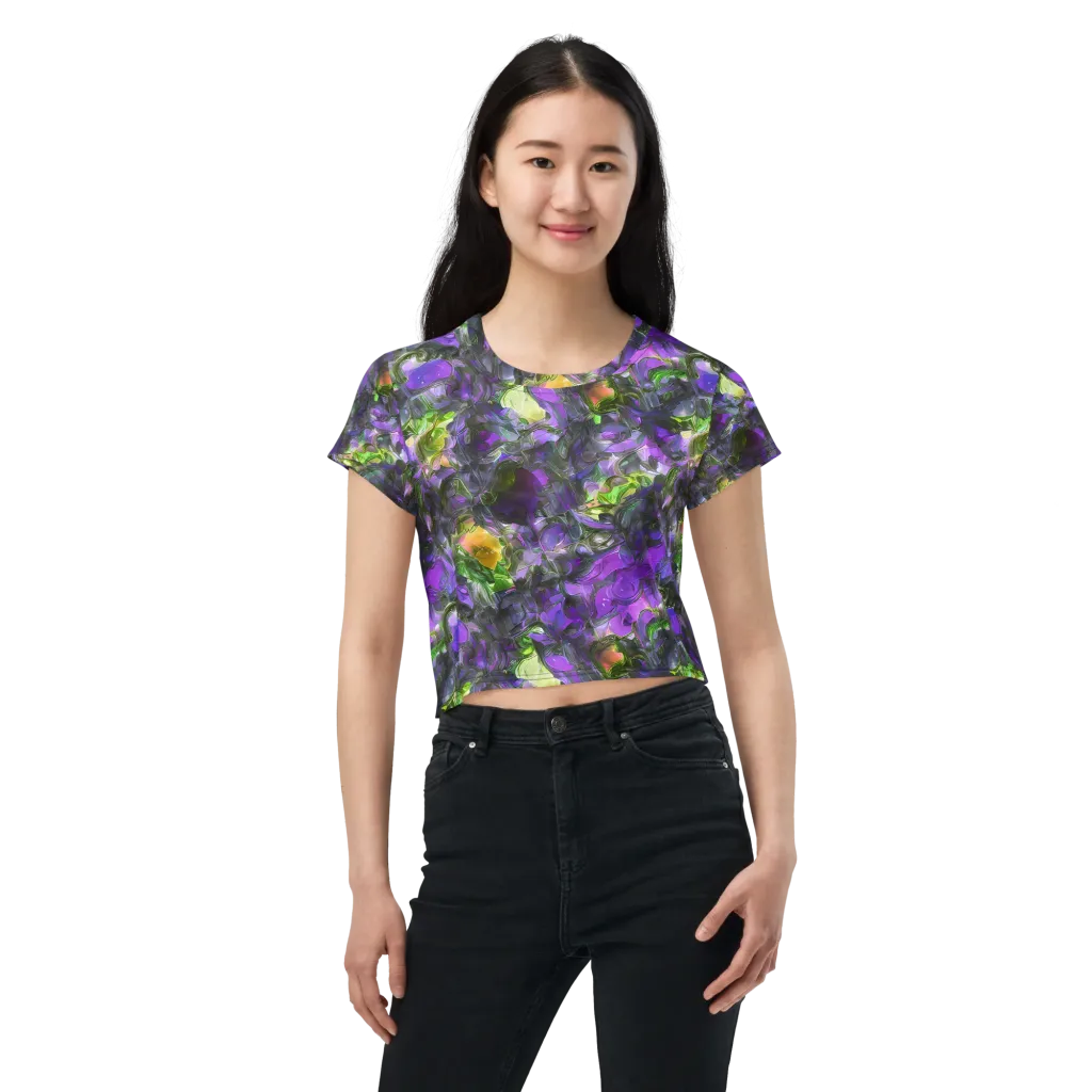 Plum Garden on Crop Tee — Front