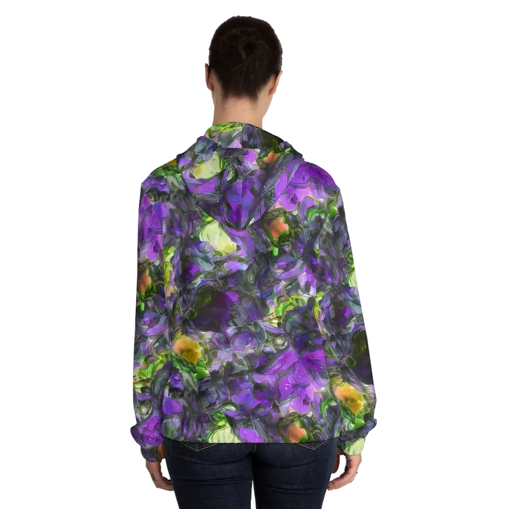 Plum Garden on Women's Full-Zip Hoodie — Back On Person