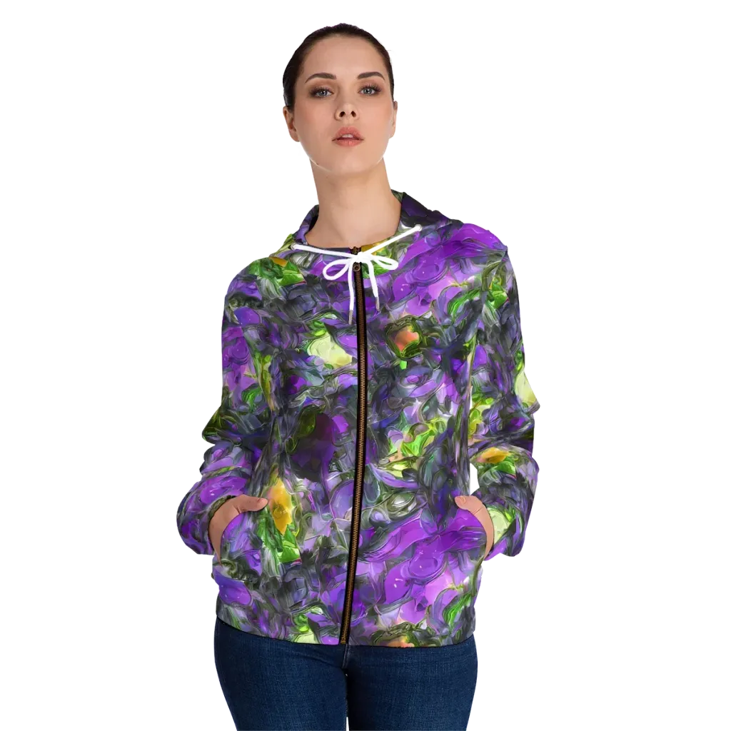 Plum Garden on Women's Full-Zip Hoodie — Front On Person