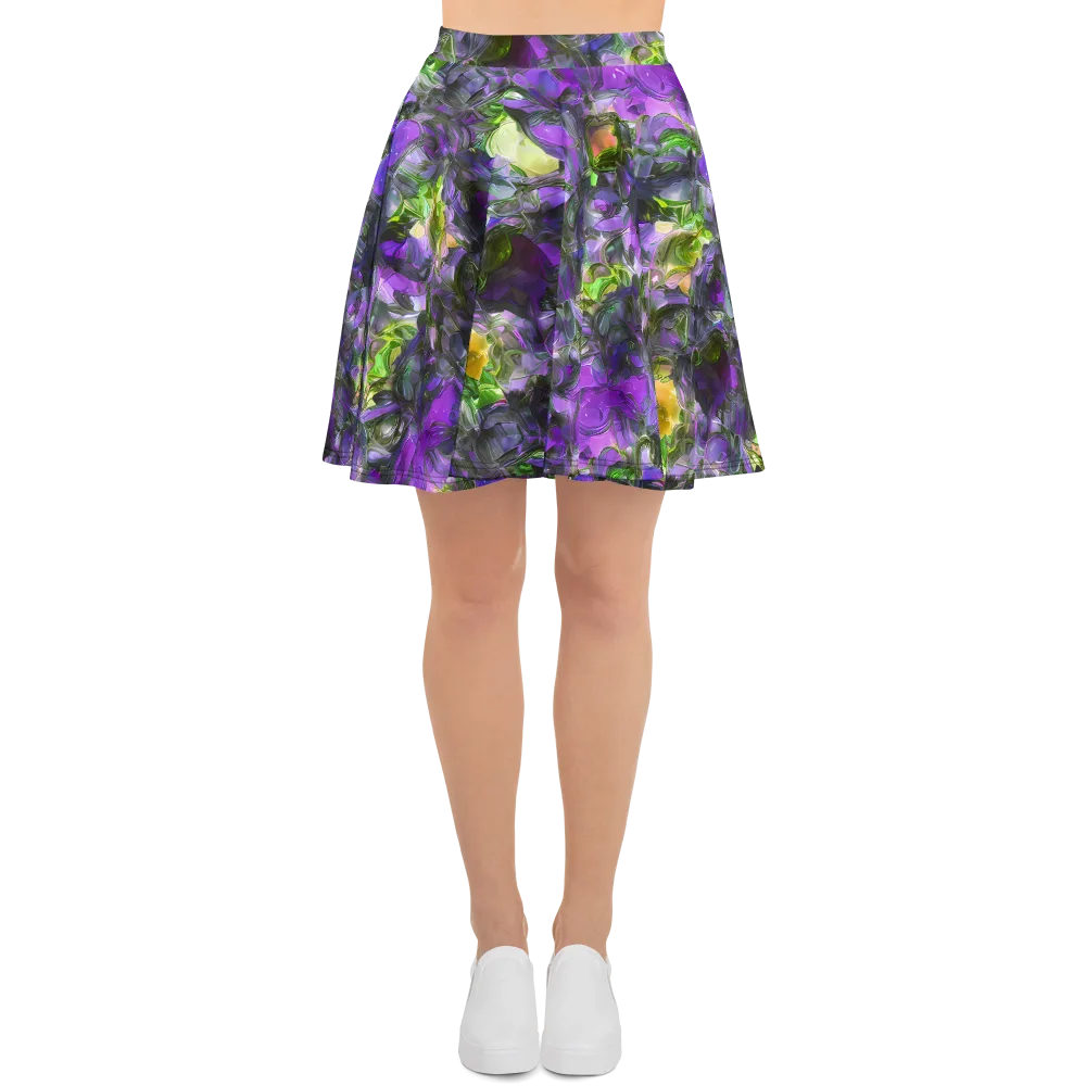 Plum Garden on Skater Skirt — Front