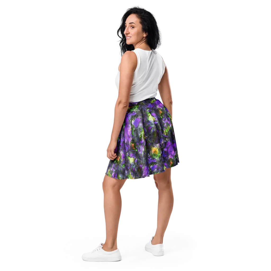 Plum Garden on Skater Skirt — Back