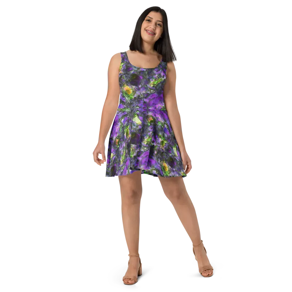 Plum Garden on Skater Dress — Front