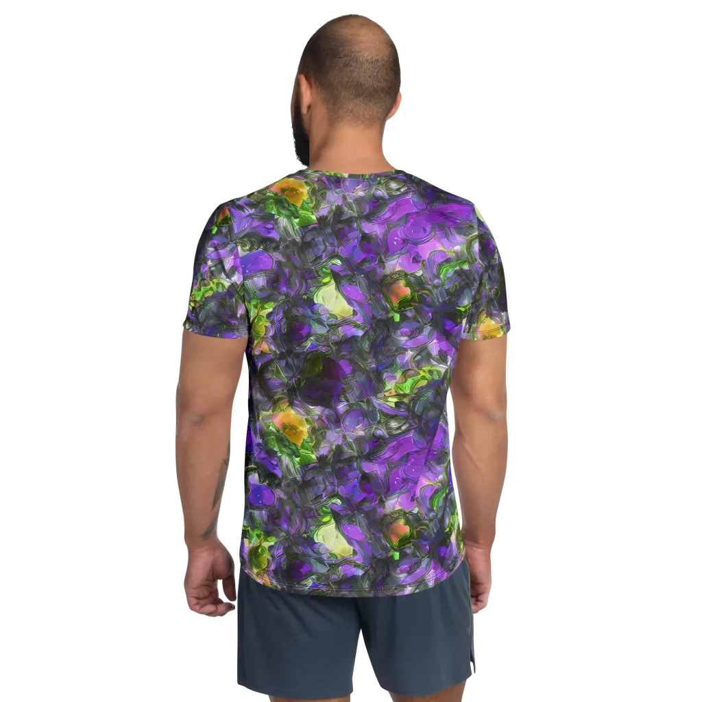 Plum Garden on Men's Athletic T-Shirt — Back