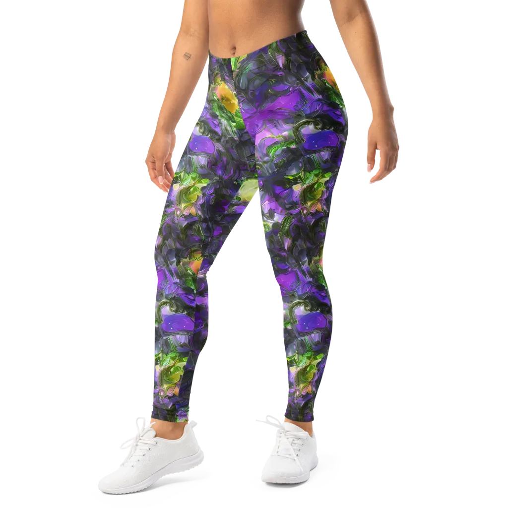 Plum Garden on Leggings — Left Front