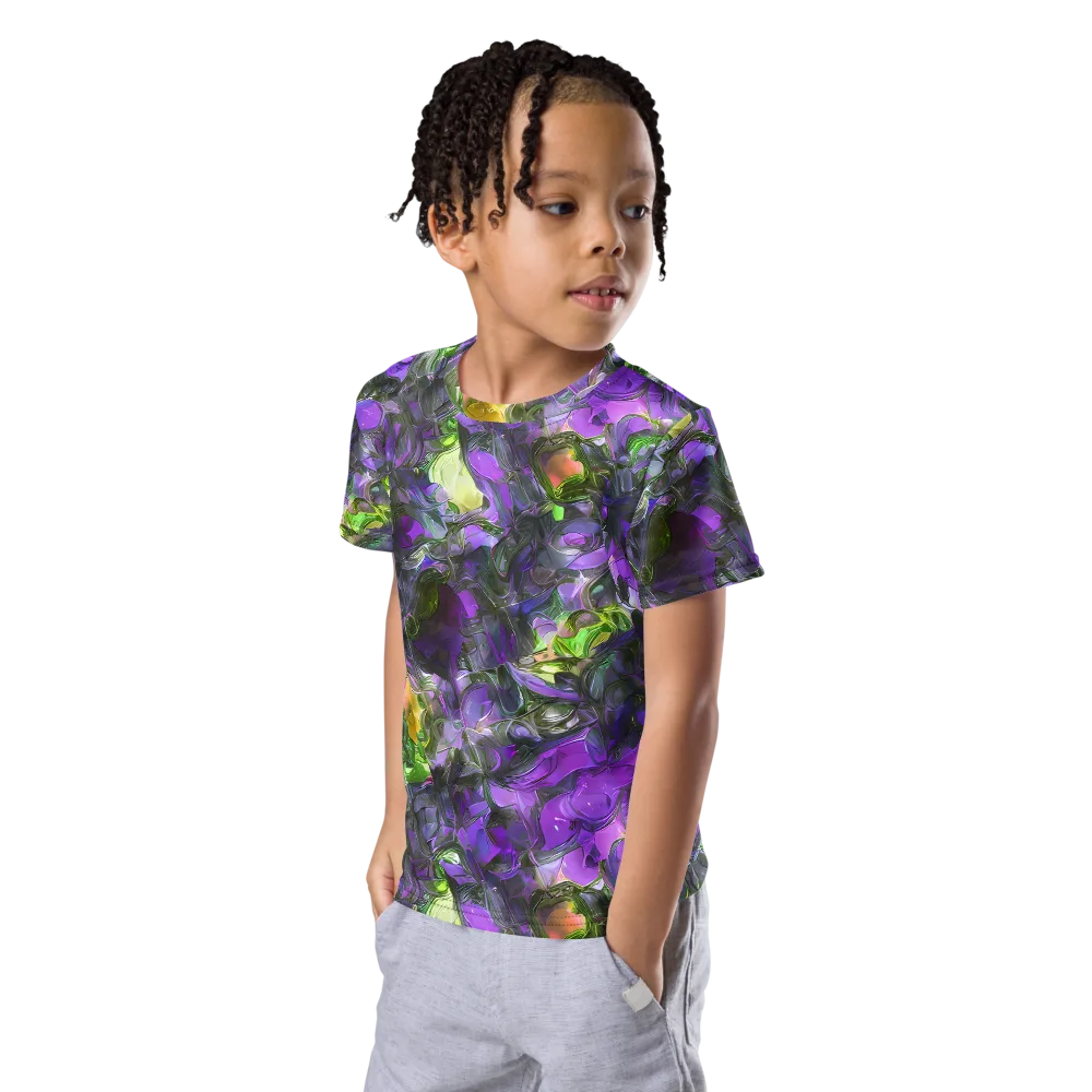 Plum Garden on Kids Crew Neck T-Shirt — Left Front