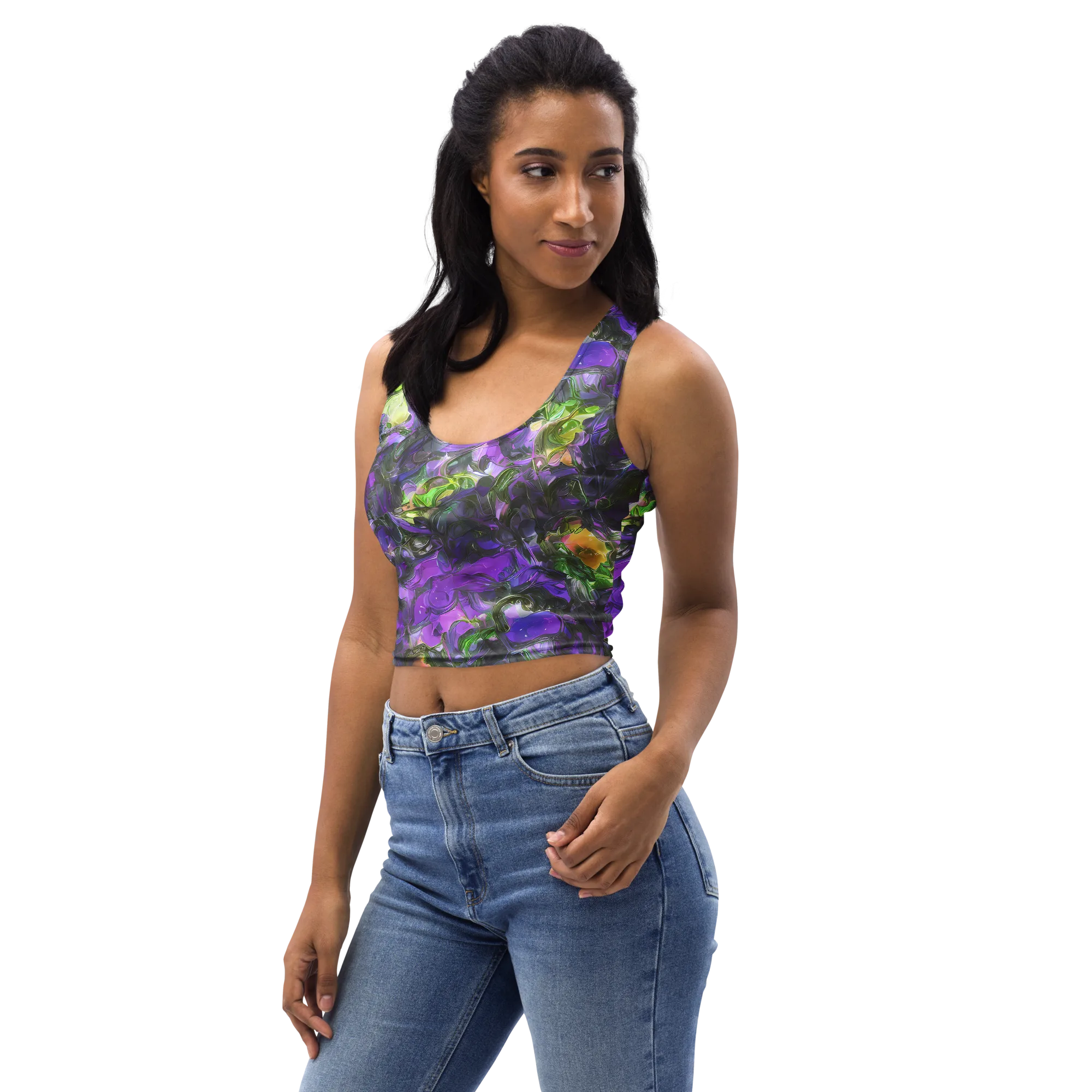 Plum Garden on Crop Top — Left Front