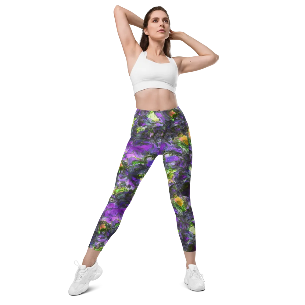 Plum Garden on Leggings with Pockets — Front