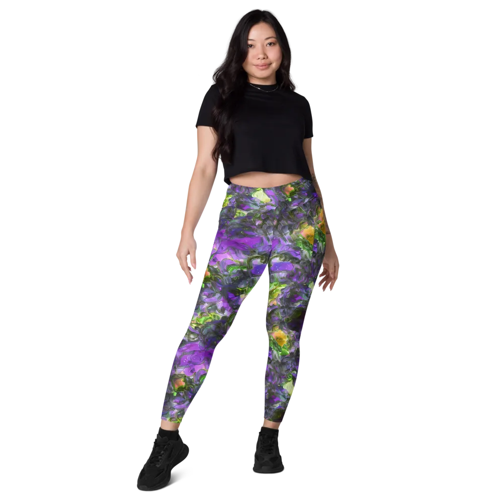 Plum Garden on Leggings with Pockets — Front