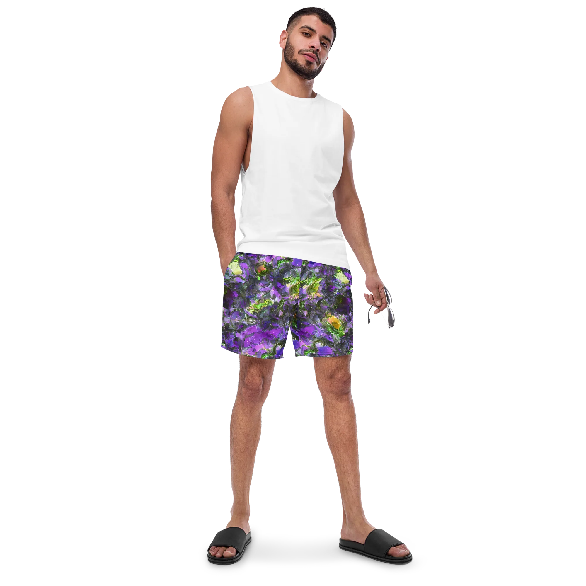 Plum Garden on Swim Trunks — Front