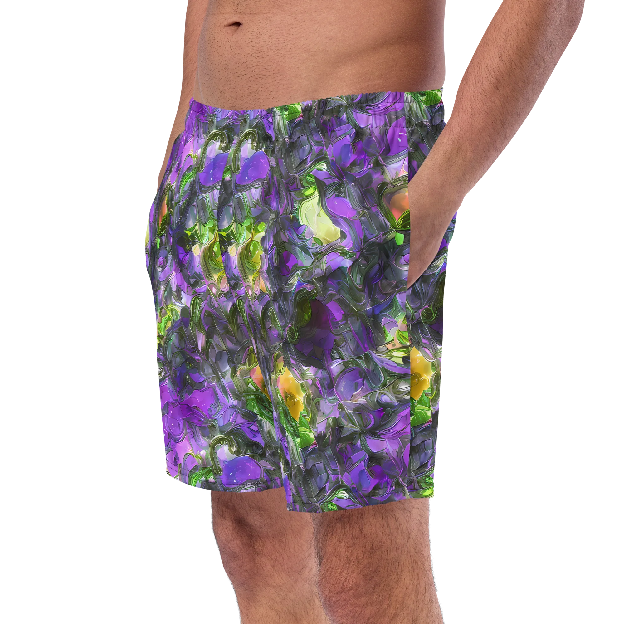 Plum Garden on Swim Trunks — Left Front