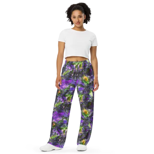 Plum Garden on a Wide-Leg Pants
