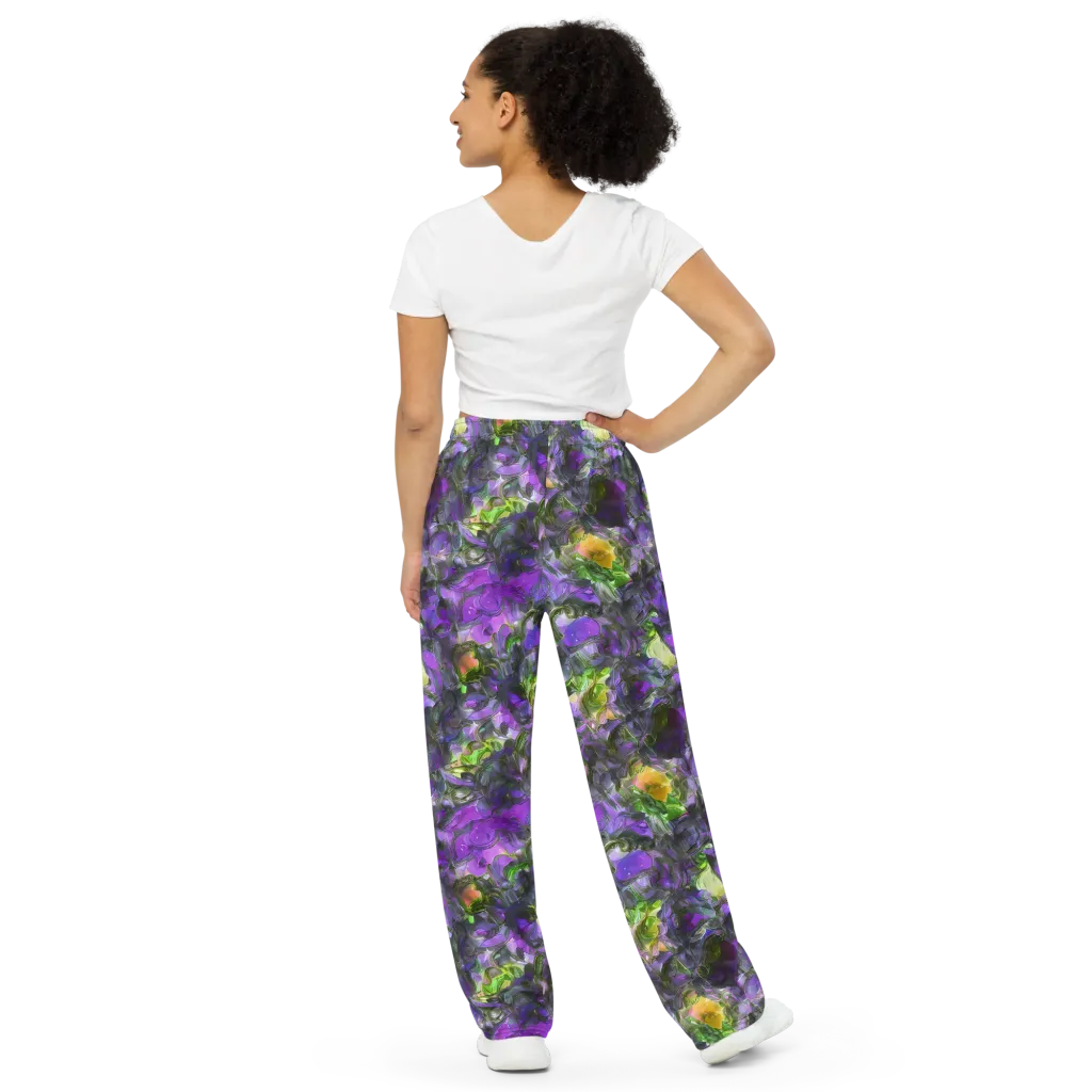 Plum Garden on Wide-Leg Pants — Back