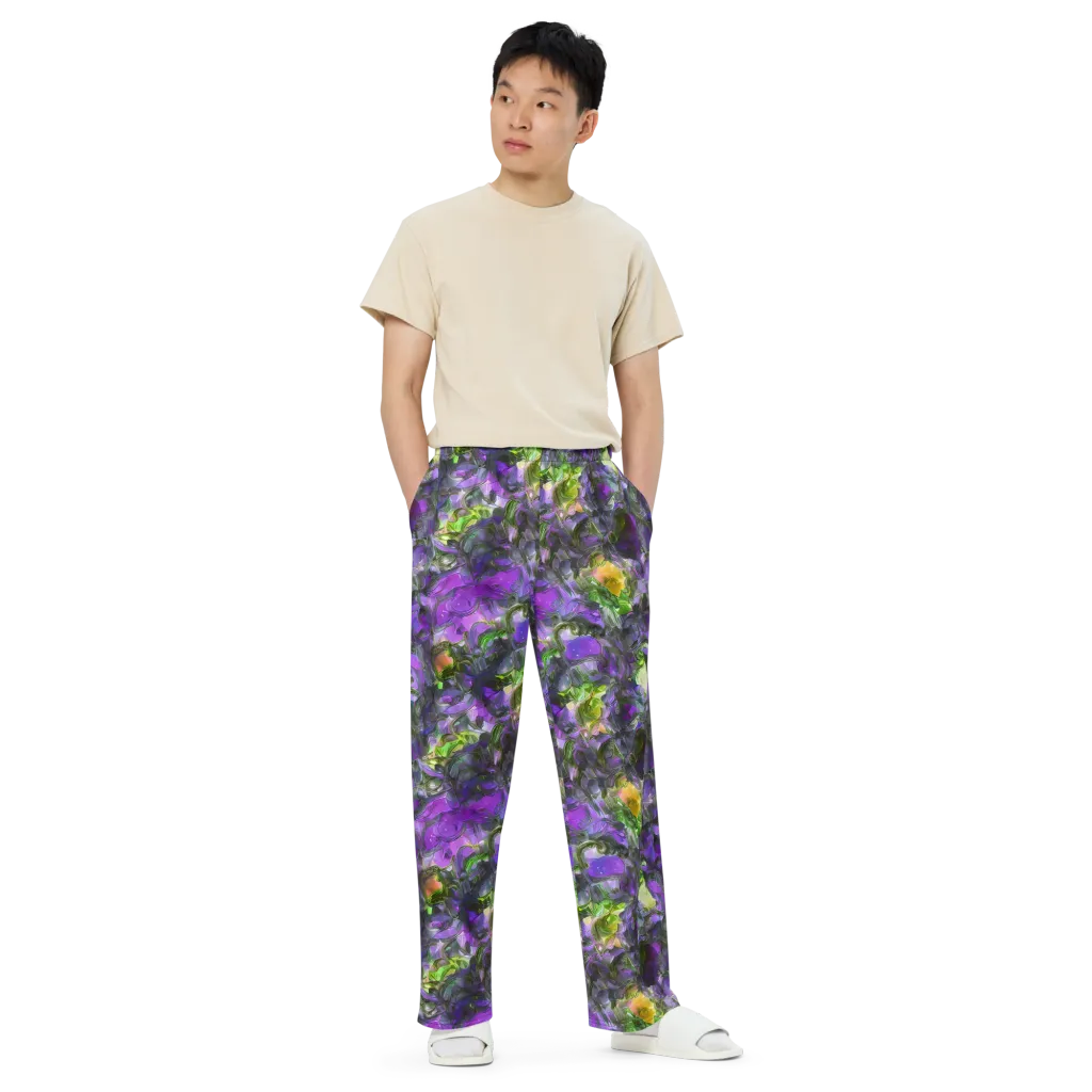 Plum Garden on Wide-Leg Pants — Front