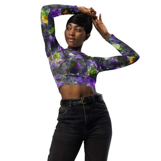 Plum Garden on a Long Sleeve Crop Top